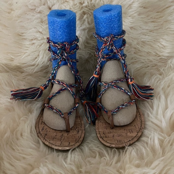 Sam & Libby Boho Braided Wrap Fringe Gladiator Sandals - Picture 4 of 8